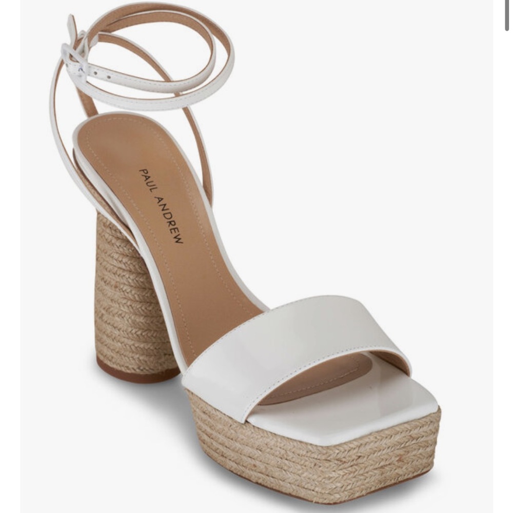 NWT Paul Andrew White Leather Platform Espadrille Sandal Size 40/10B (011)